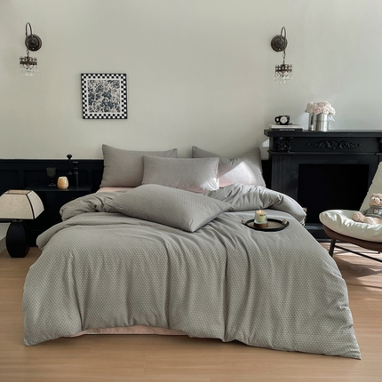 91家纺网 家纺一手货源 找家纺 （总）仟网汇 2025新款小清新有氧针织棉双层纱系列四件套