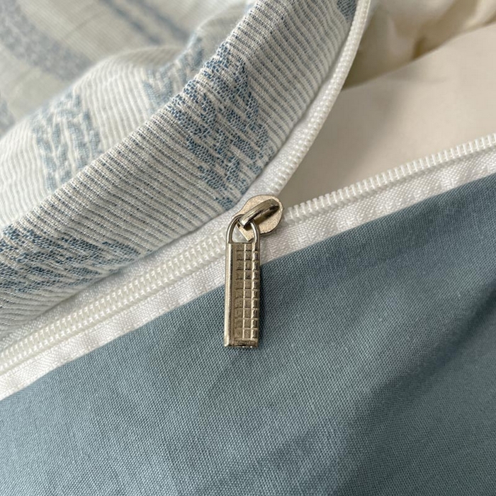 91家纺网 家纺一手货源 找家纺 ab家纺 2025新款全棉三层纱小提花四件套 暖阳-兰