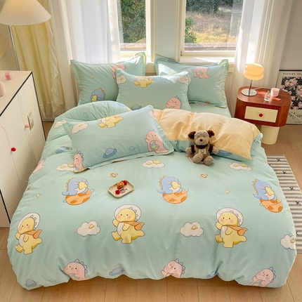 91家纺网 家纺一手货源 找家纺 （总）菲梵家纺 2025新款小清新喷气印花全棉四件套