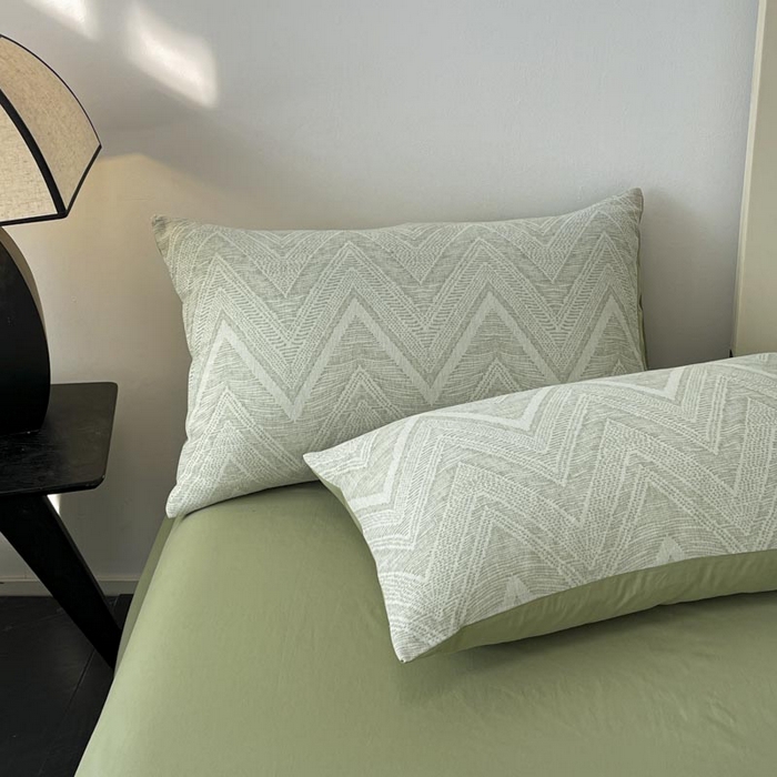 91家纺网 家纺一手货源 找家纺 ab家纺 2025新款全棉三层纱小提花四件套 伯爵-绿