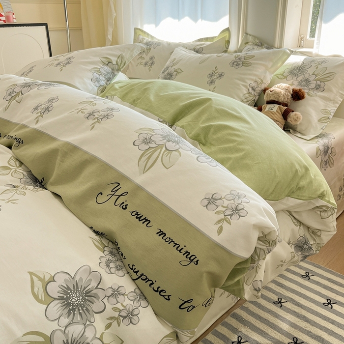 91家纺网 家纺一手货源 找家纺 菲梵家纺 2025新款小清新喷气印花全棉单品被套 缪斯女神