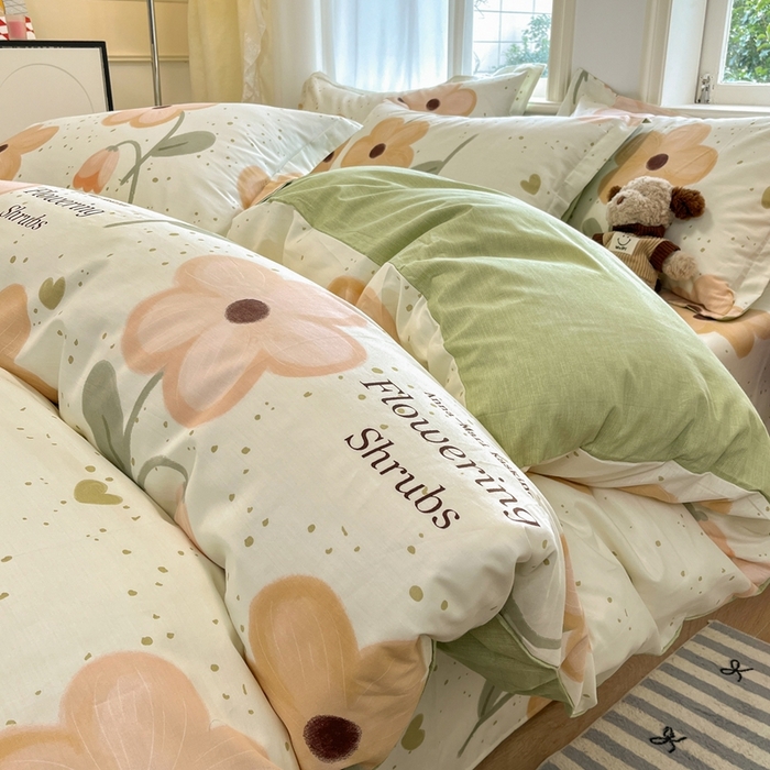 91家纺网 家纺一手货源 找家纺 菲梵家纺 2025新款小清新喷气印花全棉单品被套 曼影花幕