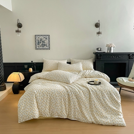 91家纺网 家纺一手货源 找家纺 （总）仟网汇 2025新款小清新有氧针织棉双层纱系列四件套