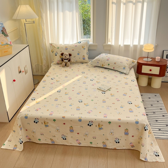 91家纺网 家纺一手货源 找家纺 菲梵家纺 2025新款小清新喷气印花全棉单品被套 森林派对