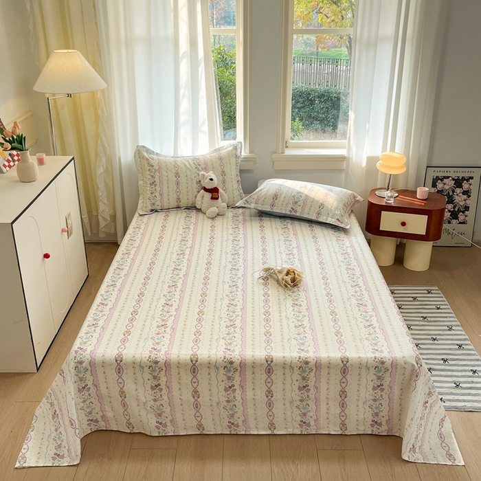 91家纺网 家纺一手货源 找家纺 菲梵家纺 2025新款小清新喷气印花全棉单品被套 紫藤蔓蔓