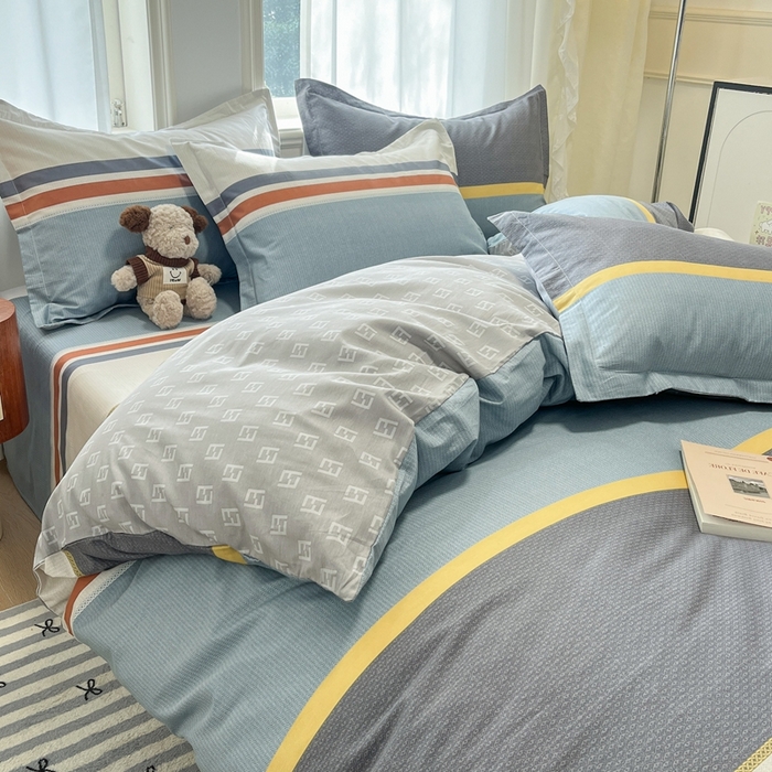 91家纺网 家纺一手货源 找家纺 菲梵家纺 2025新款小清新喷气印花全棉单品被套 晨光微出