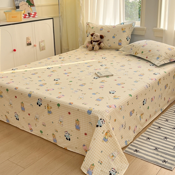 91家纺网 家纺一手货源 找家纺 菲梵家纺 2025新款小清新喷气印花全棉单品被套 森林派对