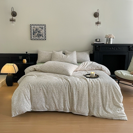 91家纺网 家纺一手货源 找家纺 （总）仟网汇 2025新款小清新有氧针织棉双层纱系列四件套