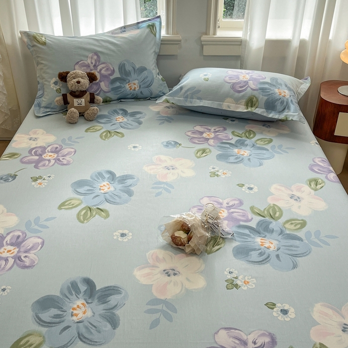 91家纺网 家纺一手货源 找家纺 菲梵家纺 2025新款小清新喷气印花全棉单品被套 伊洛