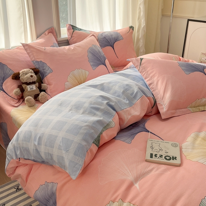 91家纺网 家纺一手货源 找家纺 菲梵家纺 2025新款小清新喷气印花全棉单品被套 今秋杉叶