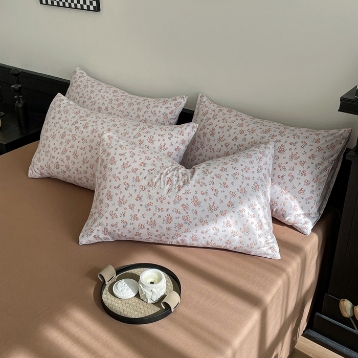 91家纺网 家纺一手货源 找家纺 仟网汇 2025新款小清新有氧针织棉双层纱系列四件套 微拉