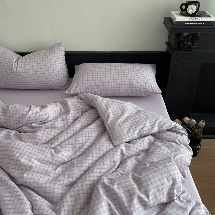 91家纺网 家纺一手货源 找家纺 仟网汇 2025新款小清新有氧针织棉双层纱系列四件套 心屿