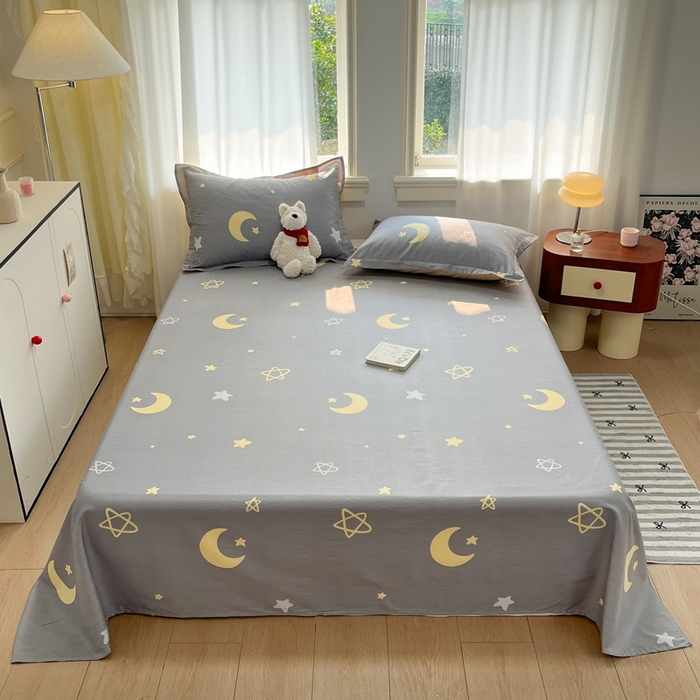 91家纺网 家纺一手货源 找家纺 菲梵家纺 2025新款小清新喷气印花全棉单品被套 趣味星空