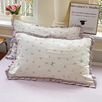 91家纺网 家纺一手货源 找家纺 （总）尤米 2025新款高克重针织双层纱花边款枕套