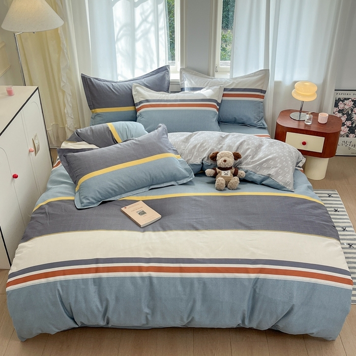 91家纺网 家纺一手货源 找家纺 菲梵家纺 2025新款小清新喷气印花全棉单品被套 晨光微出