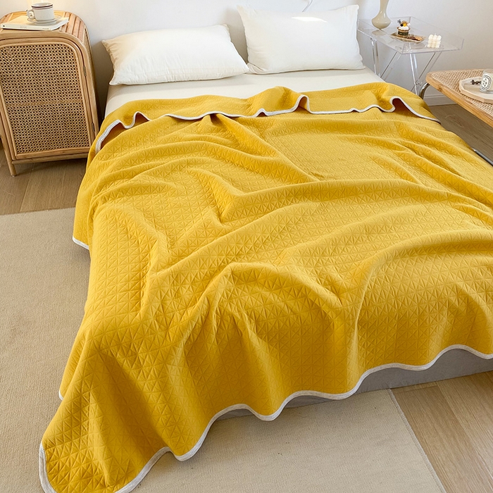 91家纺网 家纺一手货源 找家纺 尺素 2025新款针织棉夏被系列-莫兰迪 莫兰迪-姜黄