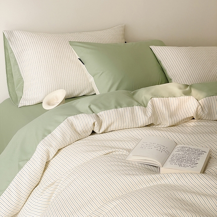 91家纺网 家纺一手货源 找家纺 典曼家纺 2025新款A类华夫格色织多色提花四件套-森韵 森韵·绿