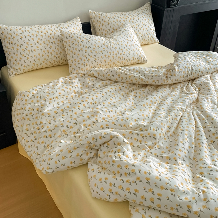 91家纺网 家纺一手货源 找家纺 仟网汇 2025新款小清新有氧针织棉双层纱系列四件套 小晴天