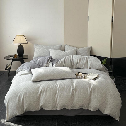 ab家纺 2025新款全棉三层纱小提花四件套 伯爵-灰