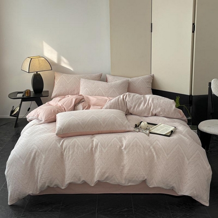 ab家纺 2025新款全棉三层纱小提花四件套 伯爵 - 豆沙