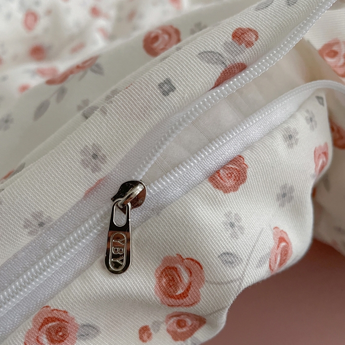 91家纺网 家纺一手货源 找家纺 仟网汇 2025新款小清新有氧针织棉双层纱系列四件套 勿忘我