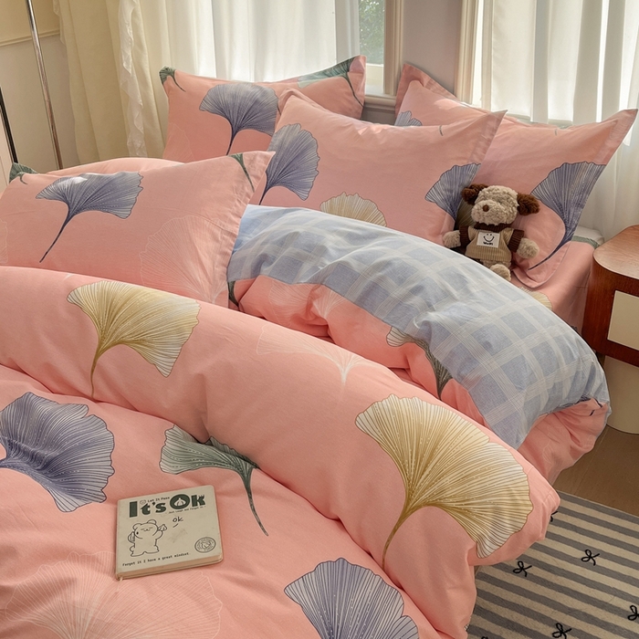 91家纺网 家纺一手货源 找家纺 菲梵家纺 2025新款小清新喷气印花全棉单品被套 今秋杉叶