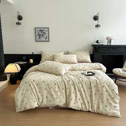 91家纺网 家纺一手货源 找家纺 （总）仟网汇 2025新款小清新有氧针织棉双层纱系列四件套