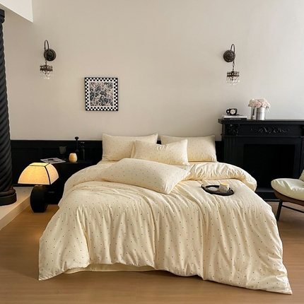 91家纺网 家纺一手货源 找家纺 （总）仟网汇 2025新款小清新有氧针织棉双层纱系列四件套