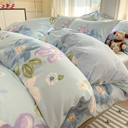 91家纺网 家纺一手货源 找家纺 （总）菲梵家纺 2025新款小清新喷气印花全棉单品被套