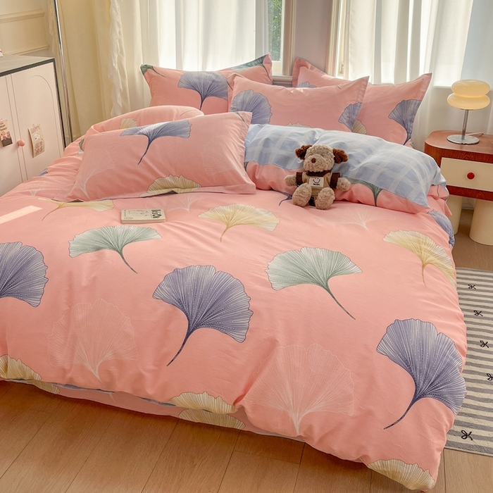 91家纺网 家纺一手货源 找家纺 菲梵家纺 2025新款小清新喷气印花全棉单品被套 今秋杉叶