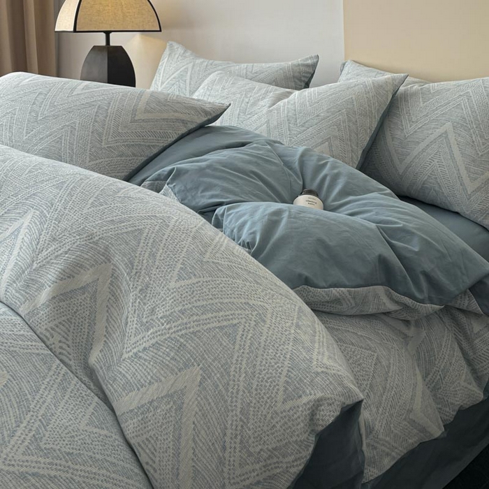 91家纺网 家纺一手货源 找家纺 ab家纺 2025新款全棉三层纱小提花四件套 伯爵-兰