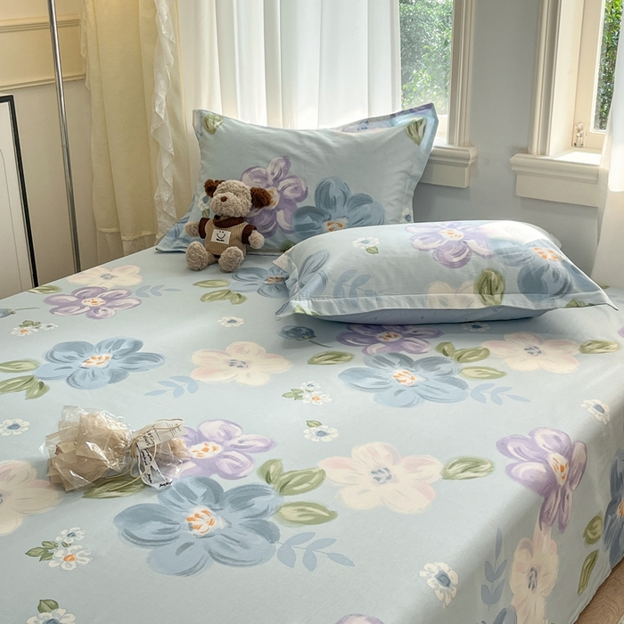 91家纺网 家纺一手货源 找家纺 菲梵家纺 2025新款小清新喷气印花全棉单品被套 伊洛