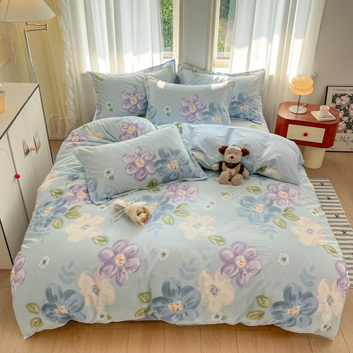 91家纺网 家纺一手货源 找家纺 菲梵家纺 2025新款小清新喷气印花全棉单品被套 伊洛