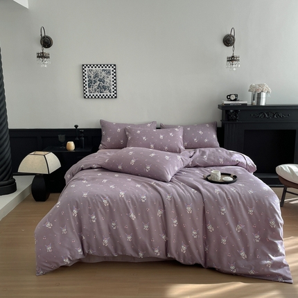 91家纺网 家纺一手货源 找家纺 （总）仟网汇 2025新款小清新有氧针织棉双层纱系列四件套