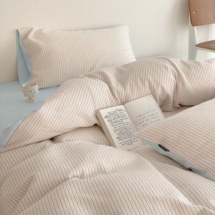 91家纺网 家纺一手货源 找家纺 （总）卧趣家纺 2025新款A类全棉华夫格色织多色提花纯棉四件套-森韵