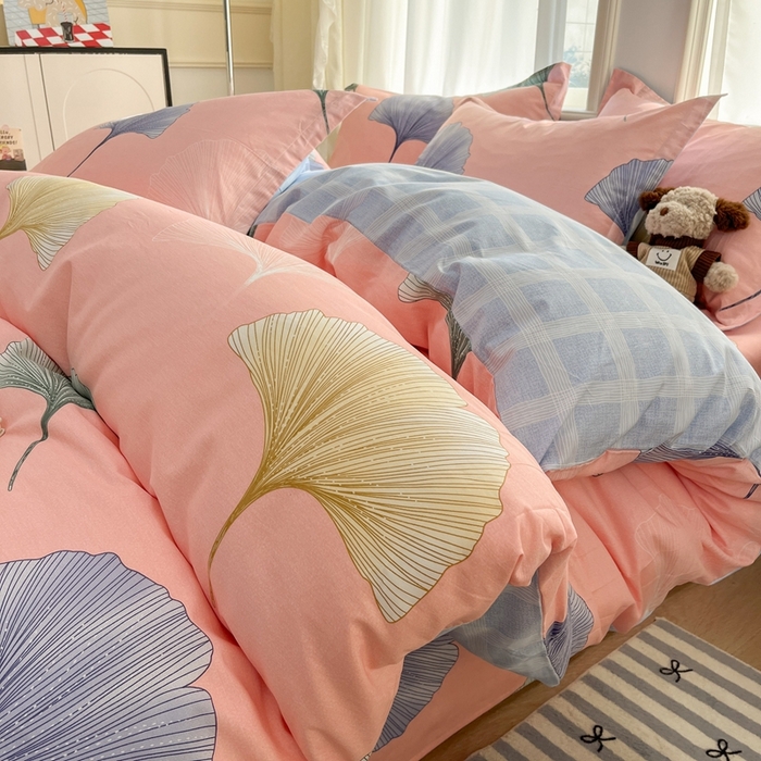 91家纺网 家纺一手货源 找家纺 菲梵家纺 2025新款小清新喷气印花全棉单品被套 今秋杉叶