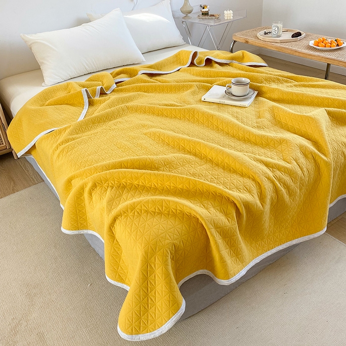 91家纺网 家纺一手货源 找家纺 尺素 2025新款针织棉夏被系列-莫兰迪 莫兰迪-姜黄