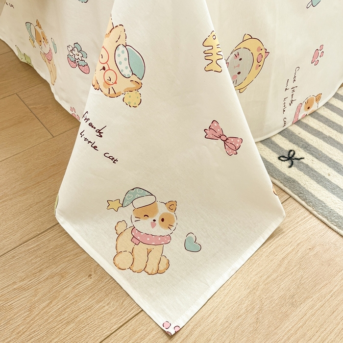 91家纺网 家纺一手货源 找家纺 菲梵家纺 2025新款小清新喷气印花全棉单品被套 可爱猫咪