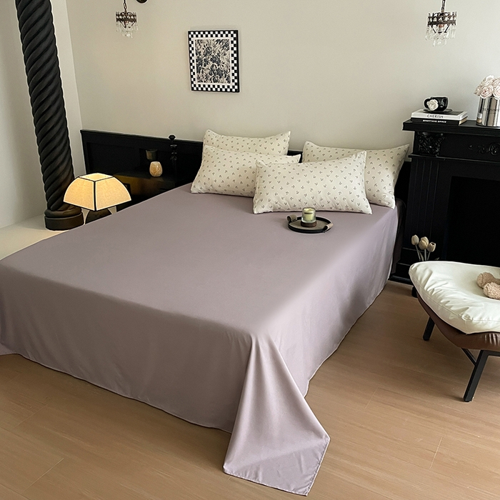 91家纺网 家纺一手货源 找家纺 仟网汇 2025新款小清新有氧针织棉双层纱系列四件套 线条樱桃