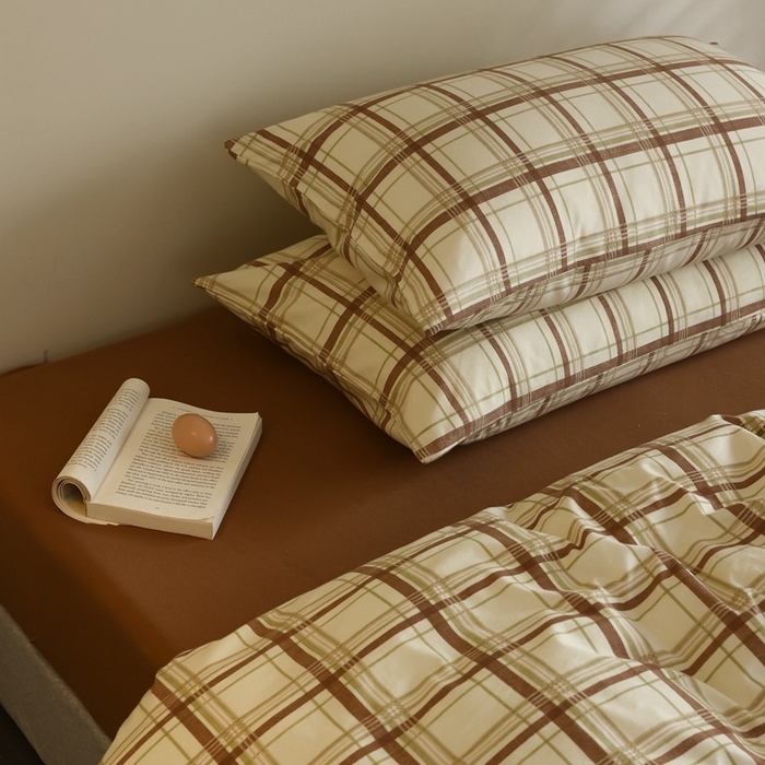 91家纺网 家纺一手货源 找家纺 梦可莱家居 2025新款全棉针织四件套【加大系列】 格纹