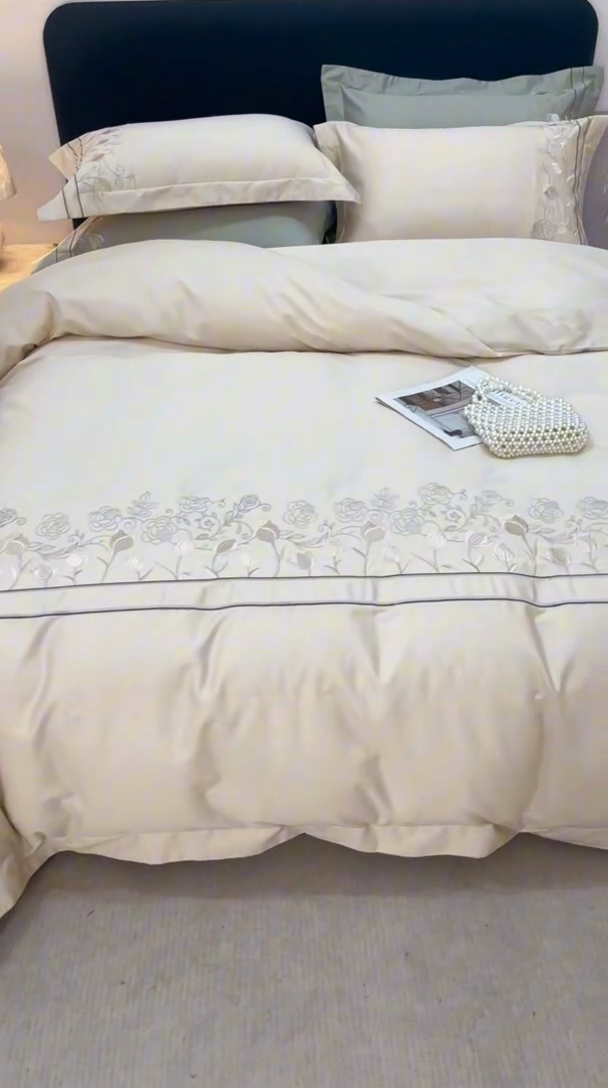 91家纺网 家纺一手货源 找家纺 艾莱家纺 2025新款A类100支长绒棉纯棉四件套-郁金香 郁金香-浅米驼