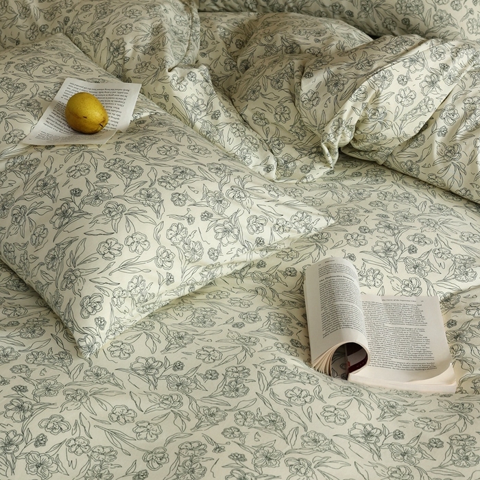 91家纺网 家纺一手货源 找家纺 梦可莱家居 2025新款全棉针织四件套【加大系列】 春晓绿