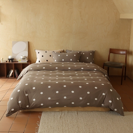 梦可莱家居 2025新款全棉针织四件套【加大系列】 波点咖啡