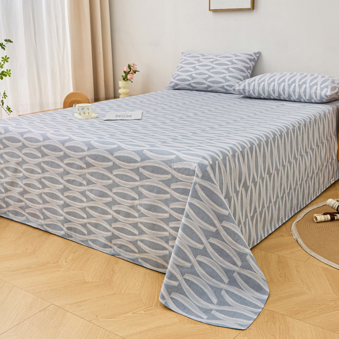 91家纺网 家纺一手货源 找家纺 棉乐町家居 2025年新款印花原棉标老粗布床单 波浪