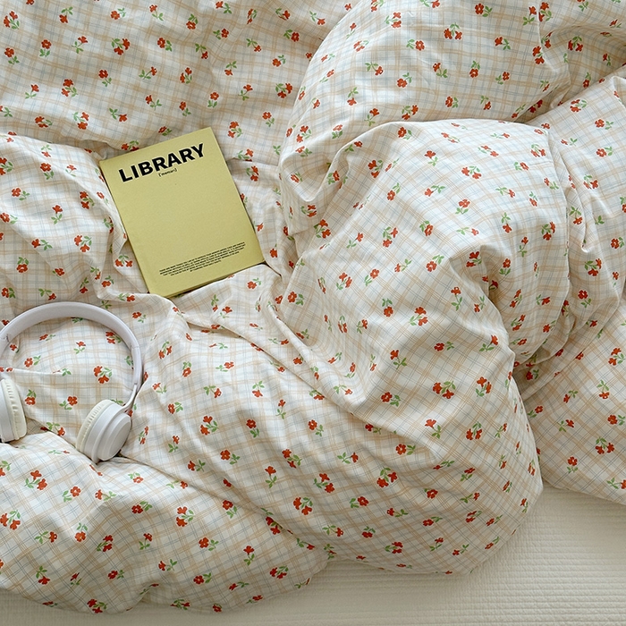 91家纺网 家纺一手货源 找家纺 2025新款纯棉小清新小碎花学生被套 篱落粉