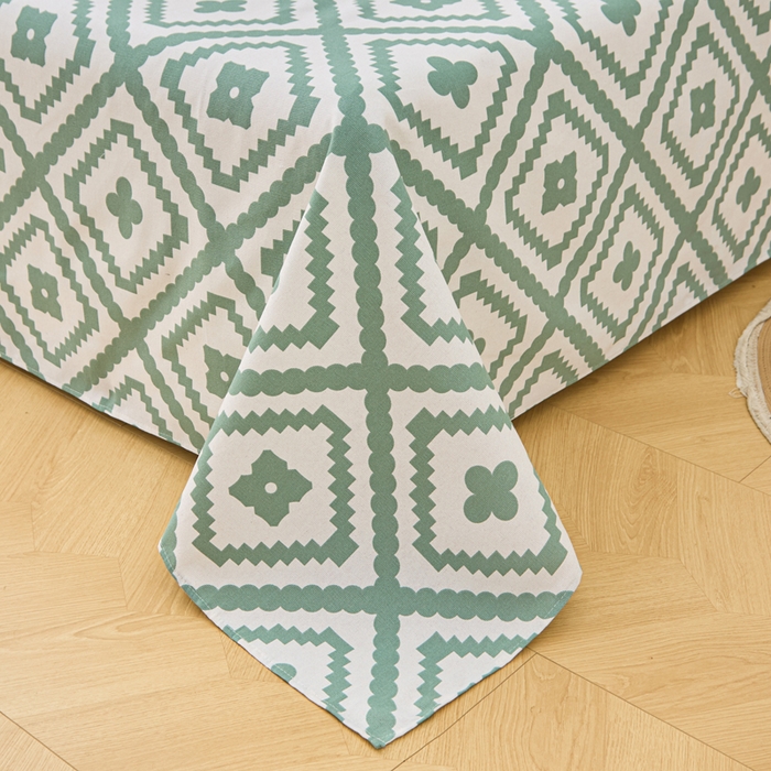 91家纺网 家纺一手货源 找家纺 首爱家纺 2025新款印花原棉标老粗布床单老粗布凉席软凉席 波澜-绿