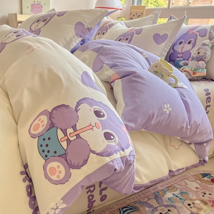 91家纺网 家纺一手货源 找家纺 （总）菲梵家纺 2025新款小清新喷气印花全棉单品被套