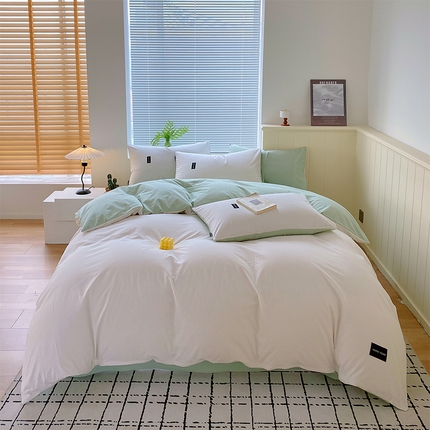 91家纺网 家纺一手货源 找家纺 （总）2025春夏新款双拼水洗棉全棉纯棉四件套