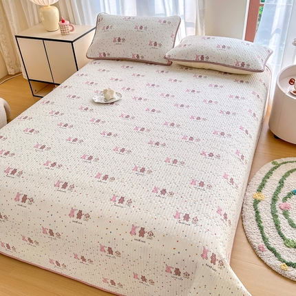 91家纺网 家纺一手货源 找家纺 （总）2025新款13070单面全棉绗缝床盖三件套