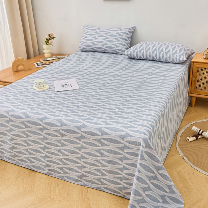 91家纺网 家纺一手货源 找家纺 首爱家纺 2025新款印花原棉标老粗布床单老粗布凉席软凉席 波浪